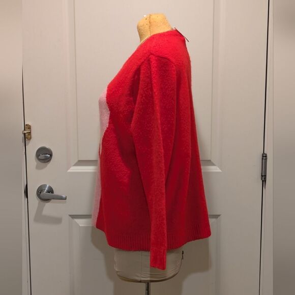 NWT Cupcakes and Cashmere Red and Pink Statement Heart Knit Sweater - Picture 6 of 8